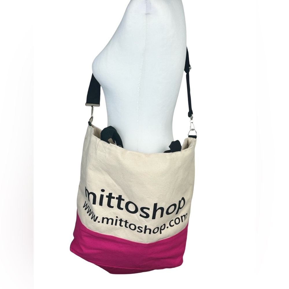 Mittoshop Large Canvas Pink & Khaki Crossbody Handbag Beach Carry On Tote Bag - Picture 2 of 9